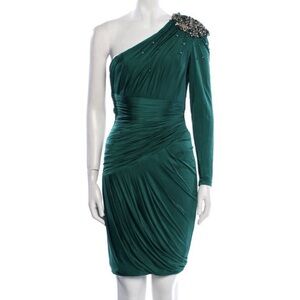 Elegant One-Shoulder Green Dress